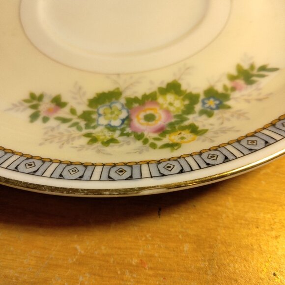 Meito China Cecil Saucer Blue Yellow Floral Vintage Distressed Japan Craft lot 3 - Picture 13 of 13